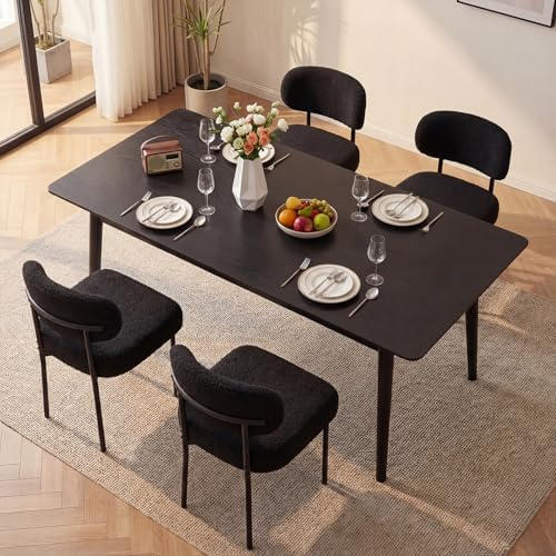 Black Boucle Dining Chairs Set of 4