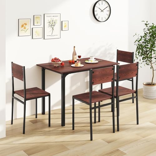 Tangkula Dining Table Set for 4, Modern Kitchen Table and Chairs Set of 4