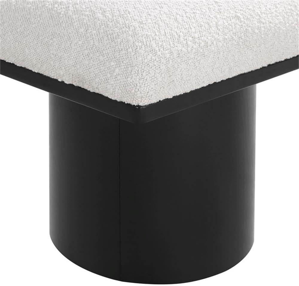 MAKLAINE Cream Boucle Fabric Bench/Stool, 15.5" W x 18" D x 17.5&qu...