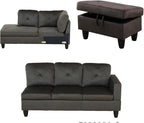 L Shaped Sectional Sofa with Ottoman, Microfiber Right Facing Modern Couches for Living Room, Bedroom, Office,Espresso