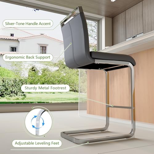 Counter Height Bar Stools Set of 4 - Grey Bar Stools for Kitchen Island,25...
