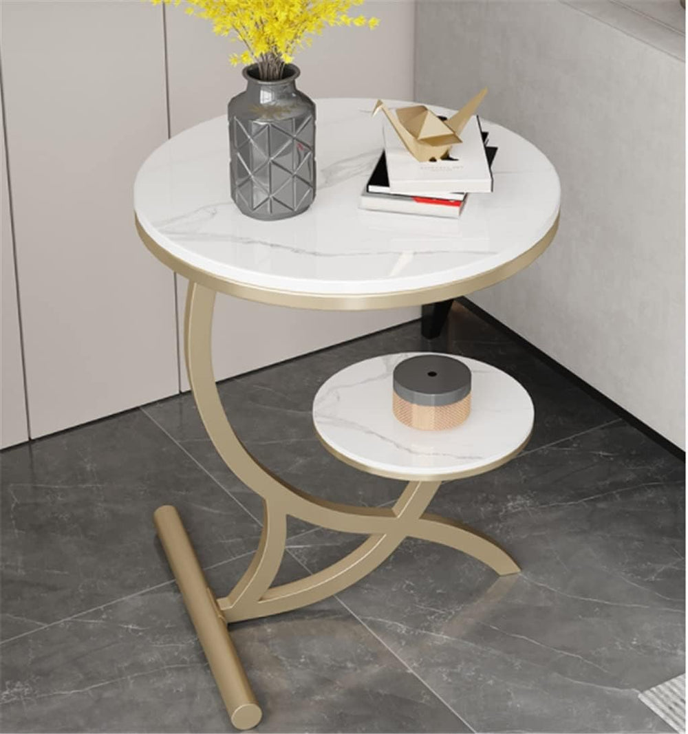 Rock Slab Side Table Fashion Round Living Room Small Coffee Balcony Sofa Corn...