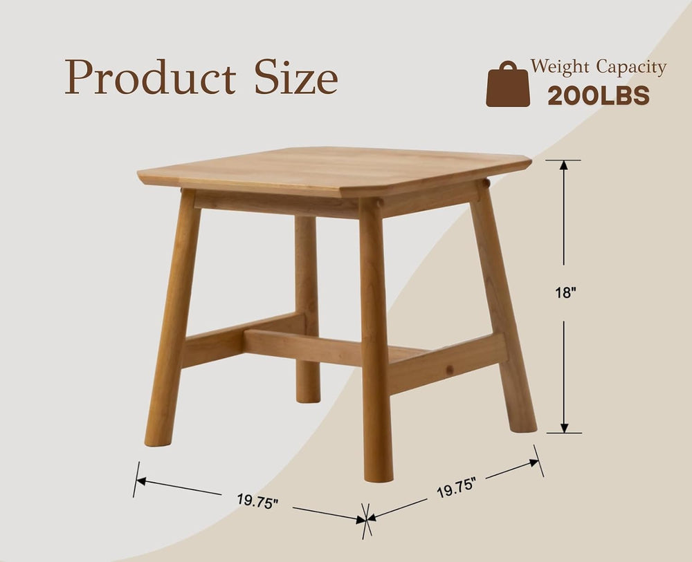 CIMOTA Solid Wood Side Table Modern Small Square End Table for Living Room Fa...