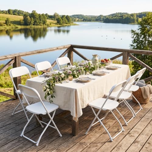 2 Pack Plastic Folding Chairs, Lightweight Stackable Portable Commercial Seat...