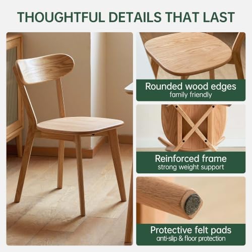 Oak Dining Chairs, Kitchen Chairs, 100% Solid Wood Modern Dinner Chair with C...