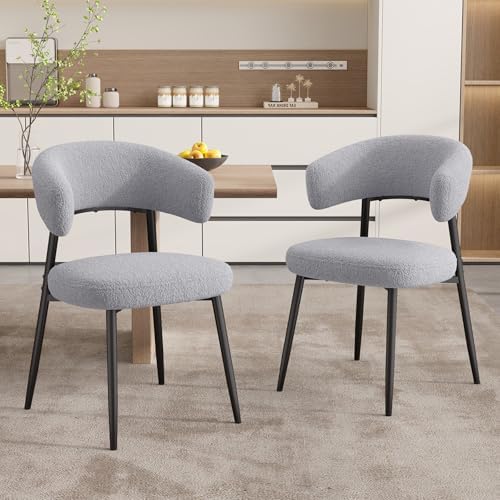 Dining Chairs Set of 4, Mid Century Modern Dining Chairs, Boucle Upholstered ...
