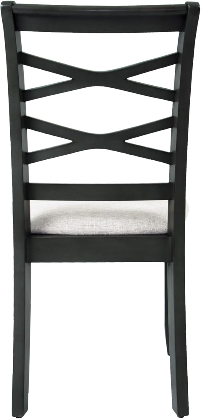 Poundex 6 Piece Charcoal Modern Dining Set with Table, 4 Chairs & Bench