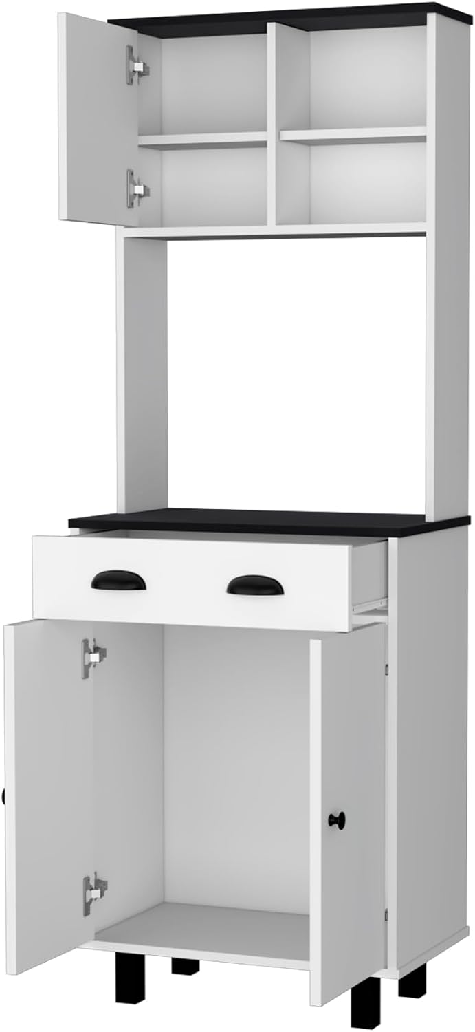 Tacna Kitchen Pantry with Storage Shelves and Drawer | Ample storage with 2 o...