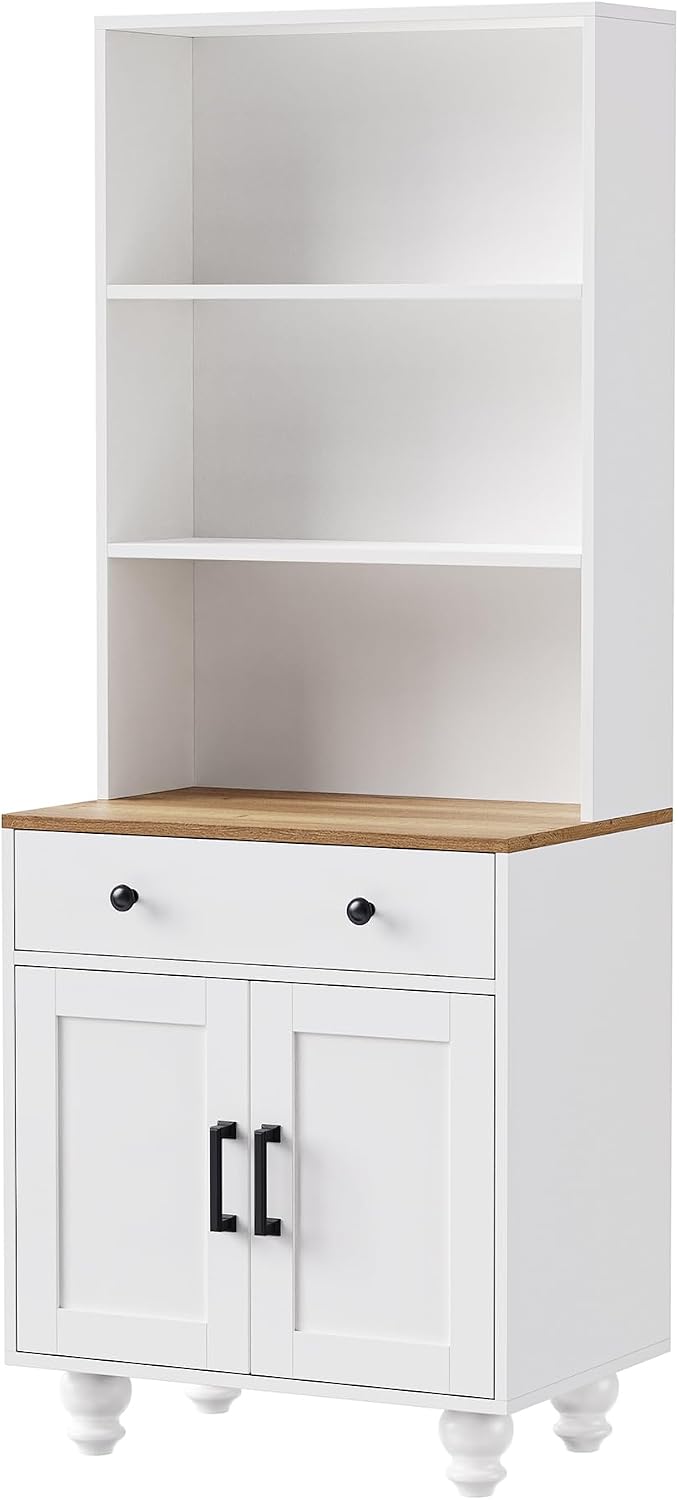 Modern Kitchen Pantry, Storage Cabinet with 4 Solid Wood Gourd-Shaped Legs, A...