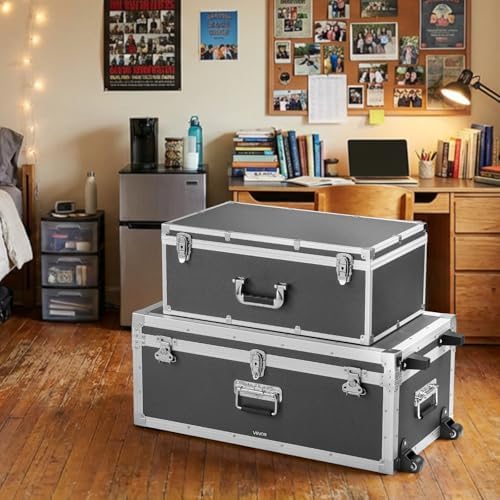 VEVOR Storage Trunk, Set of 2, Wooden Suitcase Storage Boxes with Padlocks, L...