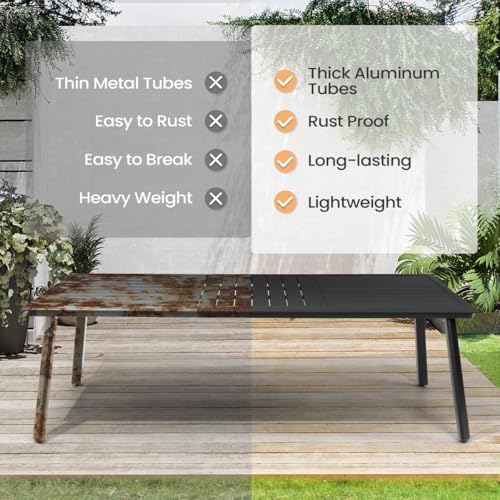 Pellebant 11 Piece Outdoor Dining Set for 10, Aluminum Table & Wicker Chair