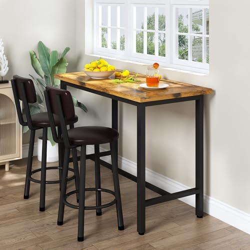3 Piece Bar Table and Chairs Set for 2, Counter Height Rectangular Pub Dining...