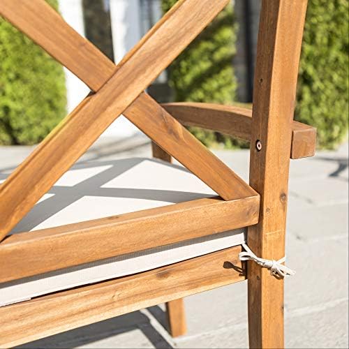 Walker Edison Delray Classic 7 Piece Acacia Wood Outdoor Dining Set with X Ba...