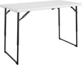 COSCO 4 ft. Centerfold Blow Mold Utility Table, Adjustable Height, White