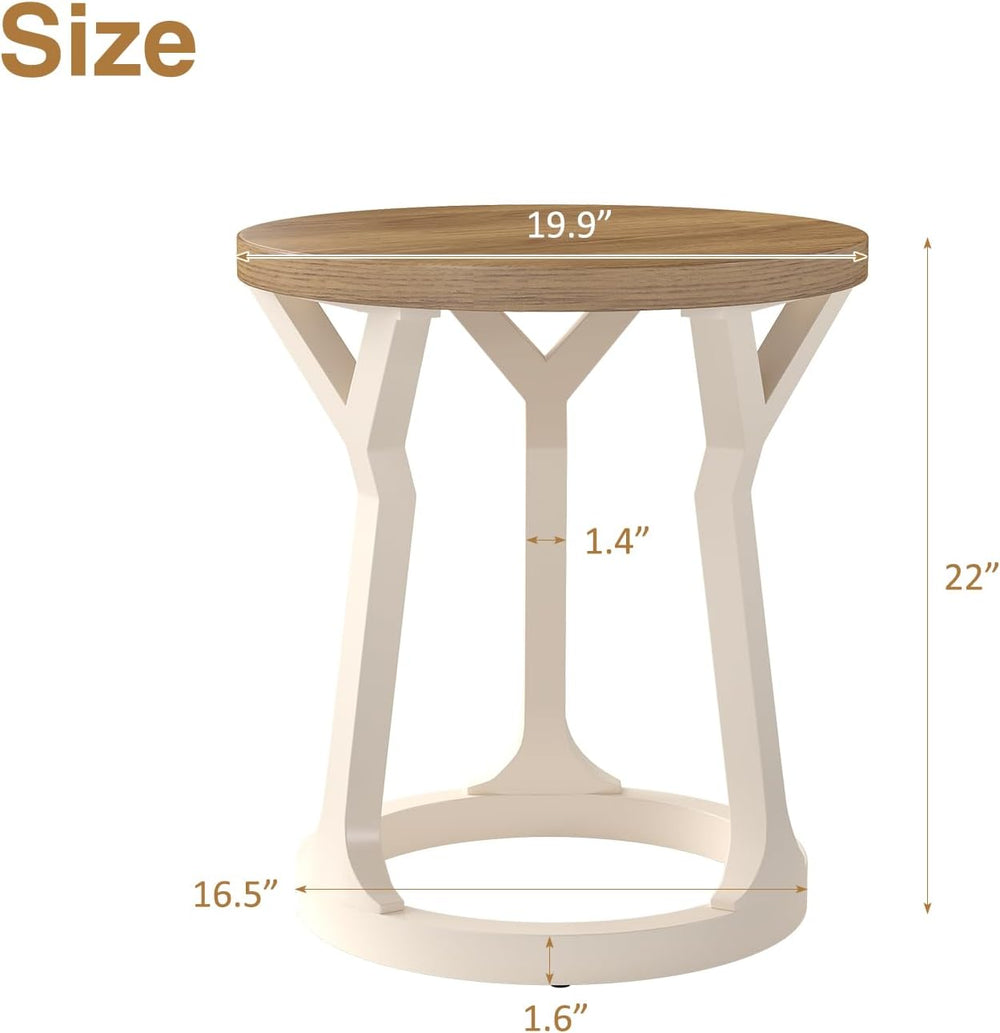 Kinfant Accent Side Table - Vintage Wood End Table Sofa Table with Bottom She...