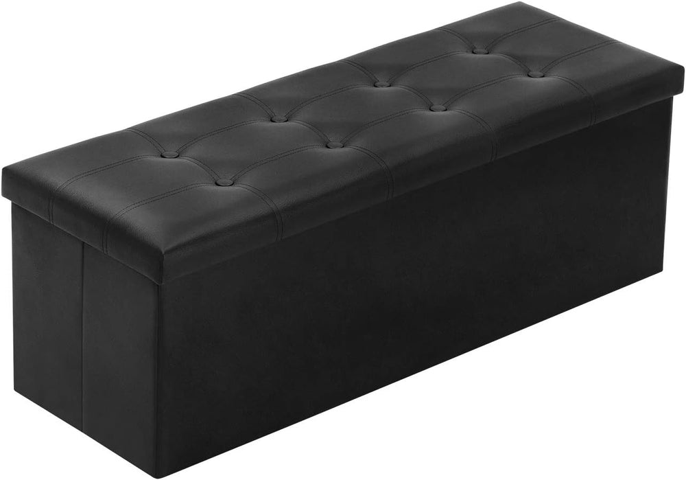YOUDENOVA 43" Ottoman with Storage, Folding Faux Leather Bench, Black | ...