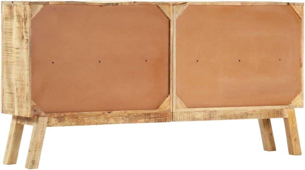 Industrial Style Solid Mango Wood Sideboard with Brown Finish and Black Accen...