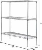 Omega 21" Deep x 72" Wide x 63" High 3 Tier Gray Starter Shelving Unit