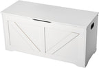 VEVOR Kids Storage Bench, Wooden Toy Box Chest, Large Storage Cabinet with Safety Hinge, Toddlers Storage Bench for Playroom, Living Room or Entryway, Easy Assembly, 38.98 x 15.55 x 18.9 in, White