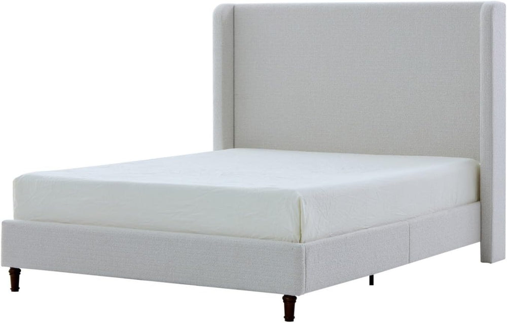 KEIKI Boucle Queen Size Bed Frame, 54" Tall Headboard Upholstered Platfo...