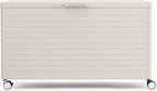 MIRADOR 134 Gallon Outdoor Storage Box Waterproof, Metal Deck Box with wheels for Patio Furniture, Garden Tools, Outdoor Cushion, Latte
