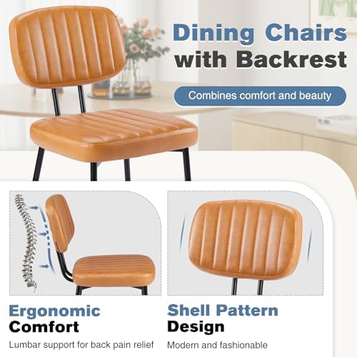 DUMOS Dining Chairs Set of 2, PU Leather Dining Room Chairs with Backrest