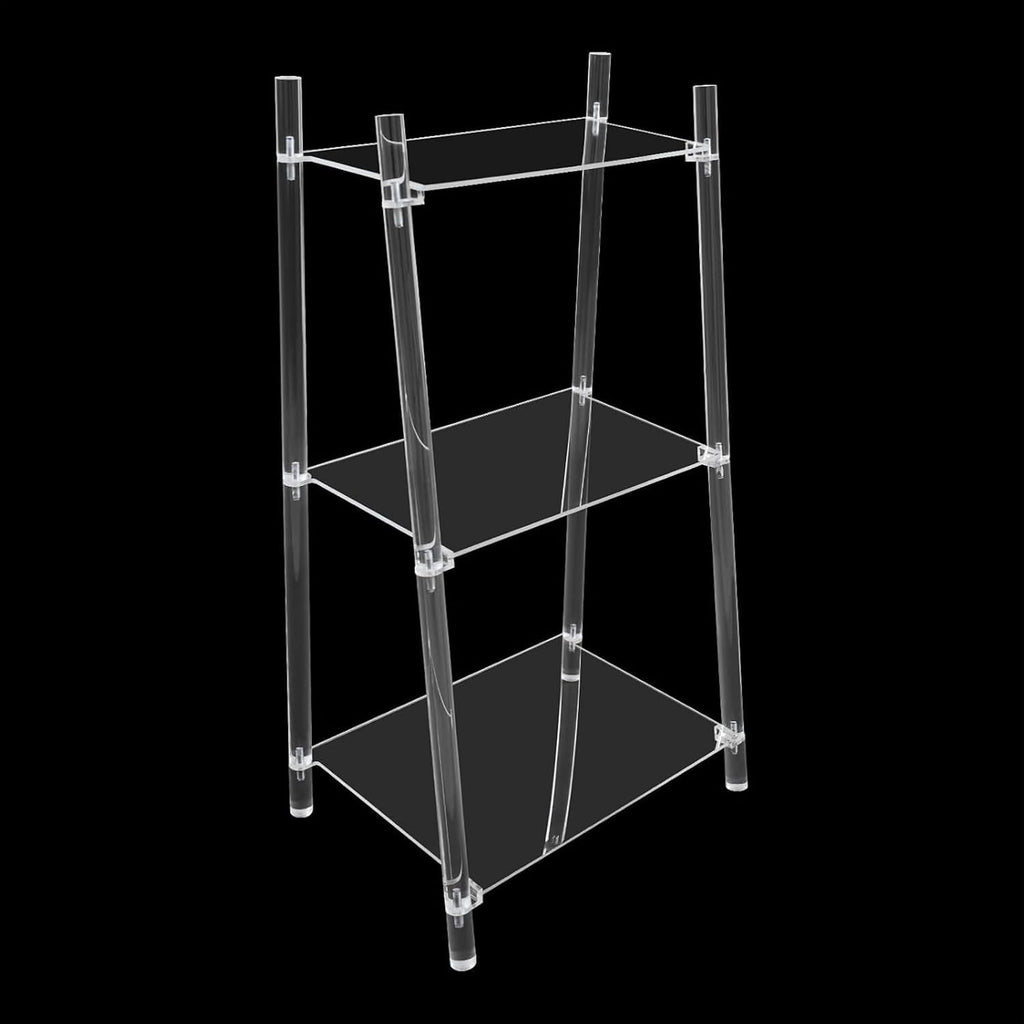 3-Tier Acrylic Ladder Bookshelf, Floor-Standing Clear Display Shelf for Books Decorations Multipurpose Storage Rack for Living Room Study Room Office