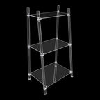 3-Tier Acrylic Ladder Bookshelf, Floor-Standing Clear Display Shelf for Books Decorations Multipurpose Storage Rack for Living Room Study Room Office