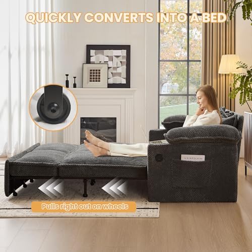 SUNWAVE 83" Sleeper Sofa, 3-in-1 Pull Out Sofa Bed Corduroy Couch Bed | ...