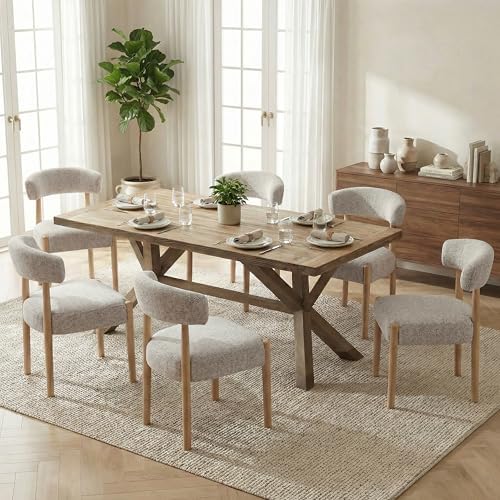 VKNOW Wooden Dining Chairs Set of 4 with Rubberwood Legs, Curved Backrest