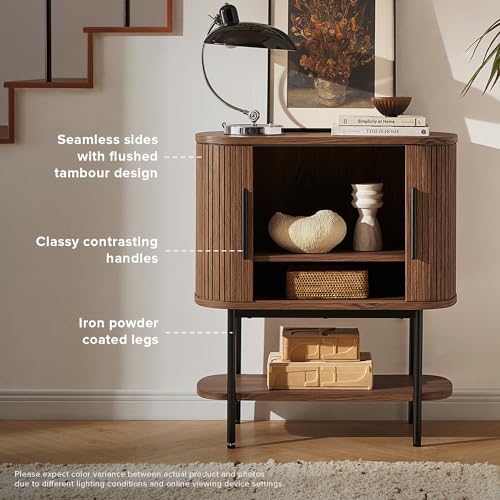 mopio Quin Storage Cabinet, Sideboard, Console Table, Fluted (Walnut)