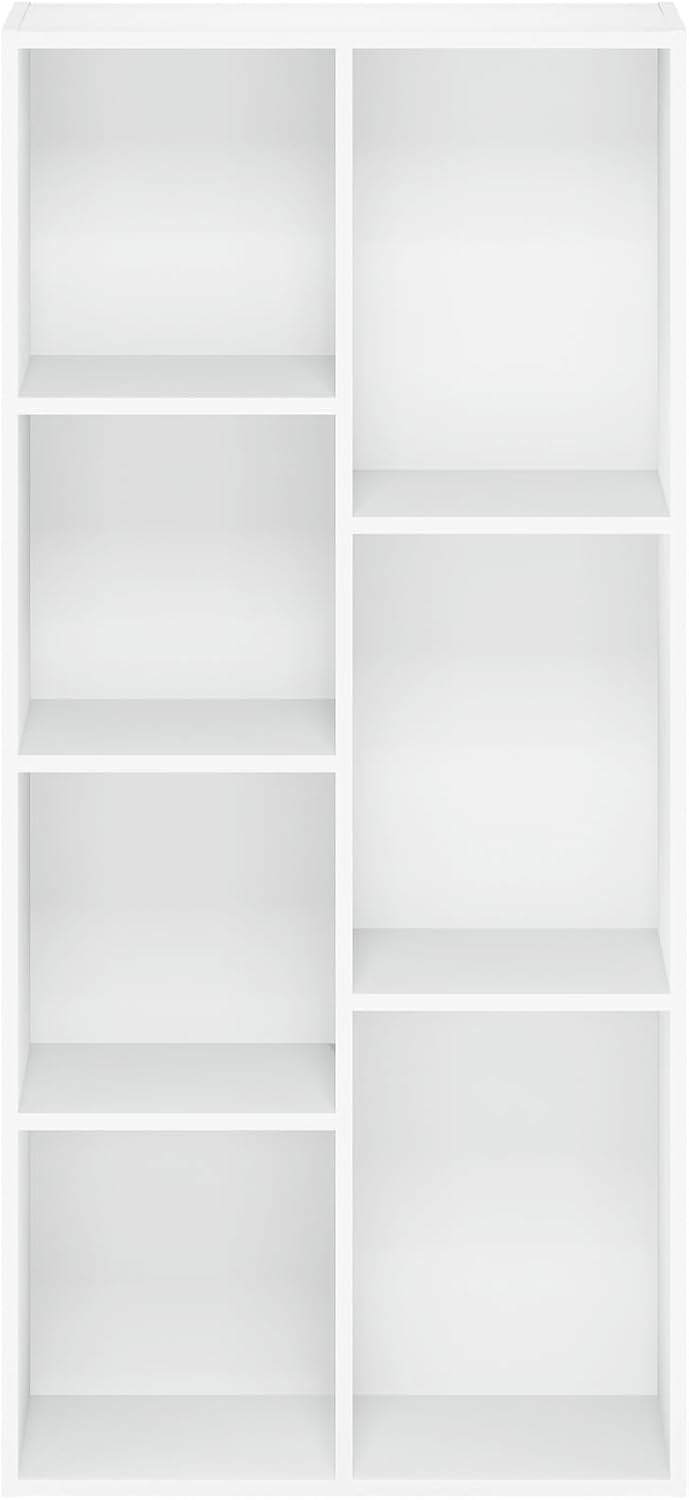 Furinno LUDER Book Shelf, 7-Cube Bookshelf, Bookcase with Open Shelves, 9.4 x...