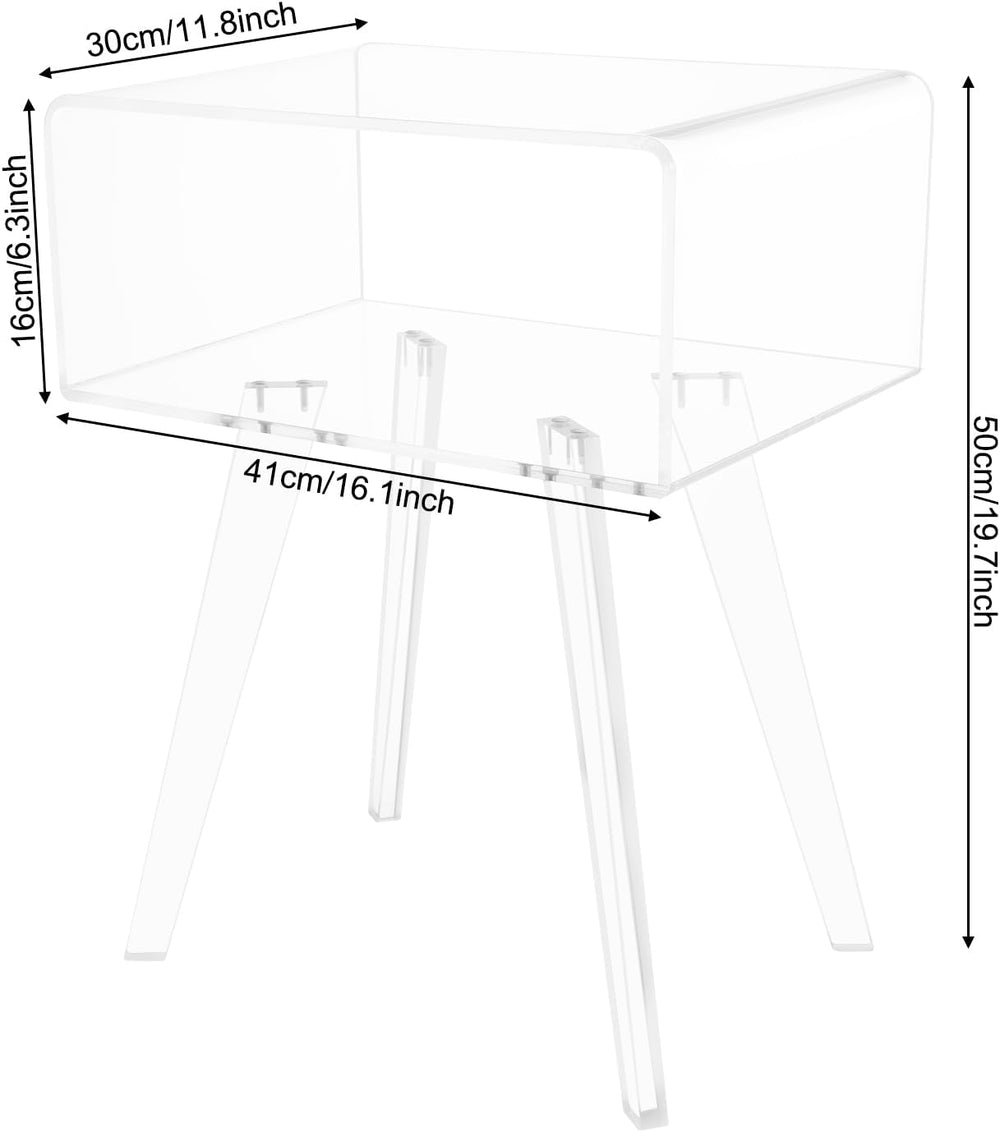 Clear Acrylic Nightstand with 2 Tiers, Modern Transparent Bedside Table, 16.5...