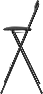 1 Pcs Foldable Bar Stool 29.5'', Tall Foldable Portable Bar Stool with Backrest 275lbs Load Capacity Counter Height Seat, for Kitchen, Living Room, Garden, Camping (1, Black)