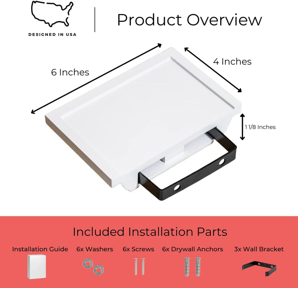 Small Floating Wall Shelf, Mini 4 x 6 in, White - 3 Pack