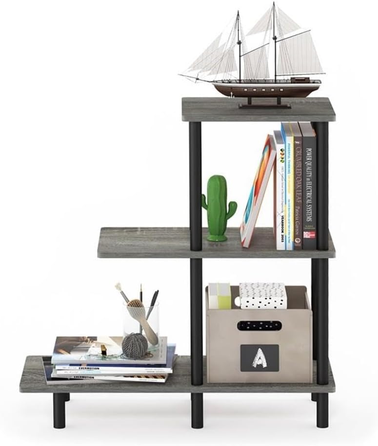 Pemberly Row Turn-N-Tube 3-Tier Engineered Wood Sofa Side Table, 32.64 in Tal...