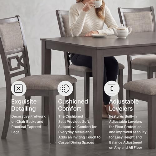 Signature Design by Ashley 6-Piece Wood Dining Table Set with Bench, Gray