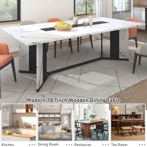 Hlivelood 78Inch Large Dining Table for 6 8 People,Wooden Rectangular Kitchen...