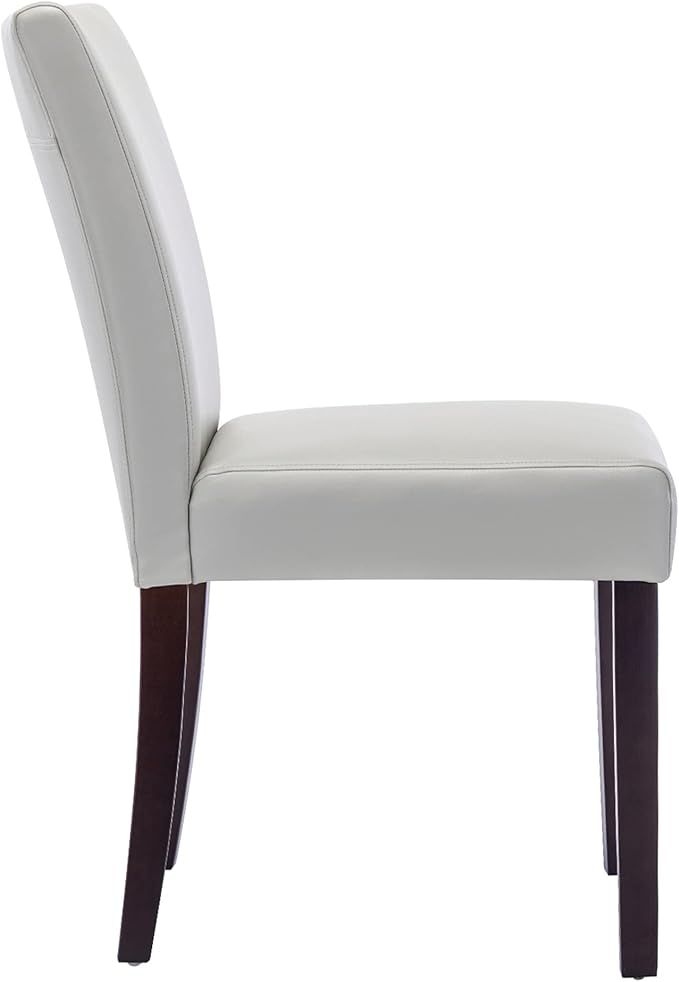 Watson & Whitely Dining Chairs Set of 6, Faux Leather Upholstered Armless Dining Room Chairs with Solid Wood Legs & Back Side Chair for Kitchen, Living Room, Restaurant, Light Grey