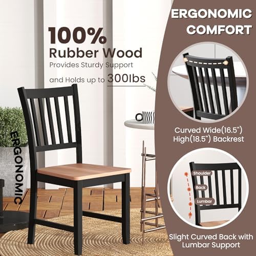 NAFORT Wooden Dining Chairs Set of 4, High Back Kitchen Chairs with Solid Rub...
