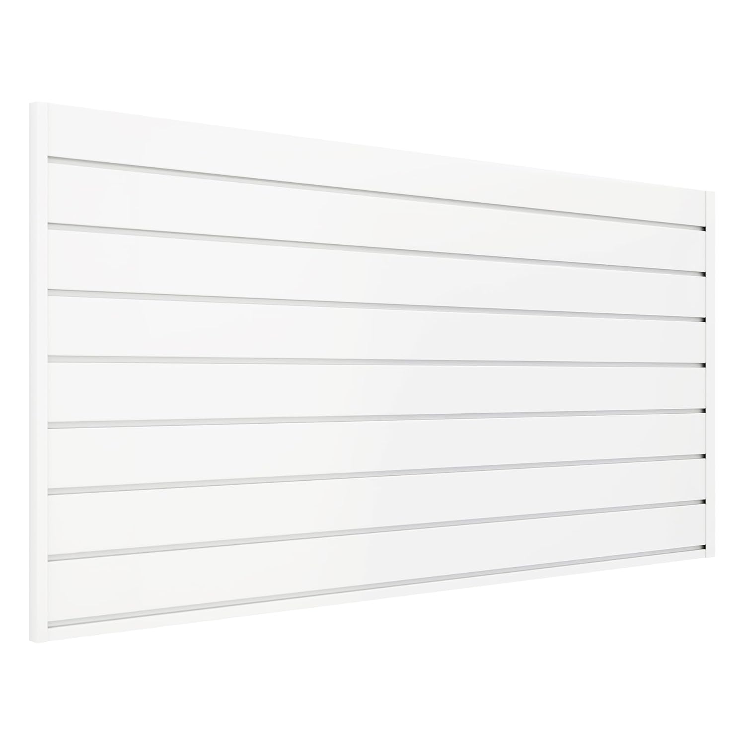 4FT x 2FT Modern White PVC Slatwall Panel, Wall Mounted, 1 Shelf, Garage Storage, 75 lbs Weight Capacity