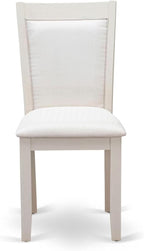 East West Furniture V077MZ001-6 6 Piece Dinette Set Contains a Rectangle Dining Room Table with V-Legs and 4 Cream Linen Fabric Parson Chairs with a Bench, 40x72 Inch, Multi-Color
