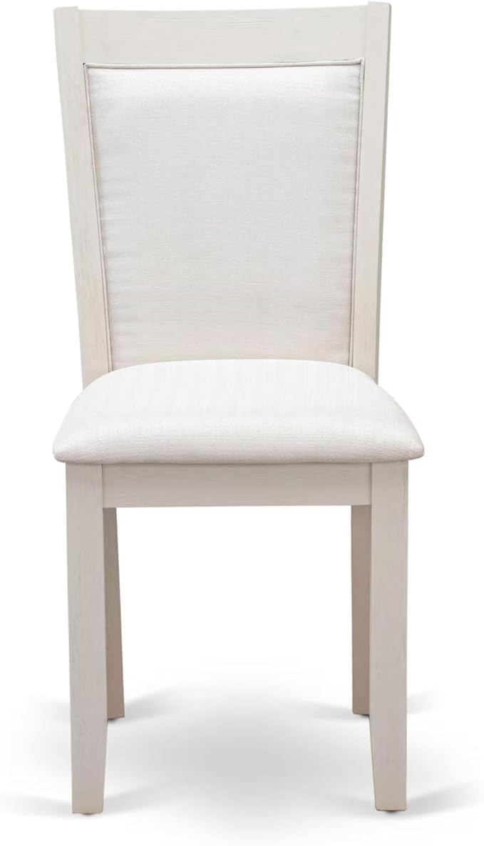 East West Furniture V027MZ001-9 9 Piece Modern Dining Table Set Includes a Rectangle Wooden Table with V-Legs and 8 Cream Linen Fabric Parsons Dining Chairs, 40x72 Inch, Multi-Color