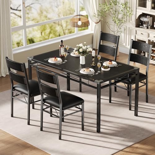 IDEALHOUSE Wood Dining Table Set for 4 with Corner Protector, Kitchen Table C...