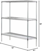 Omega 21" Deep x 42" Wide x 96" High 3 Tier Chrome Starter Shelving Unit