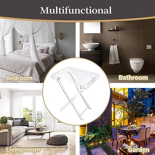 Acrylic Folding Square Tray Table, Clear, 24x20x14 inch, Home, Bar & Show...