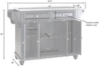 Pemberly Row Modern Wood Kitchen Island in Mahogany/Silver