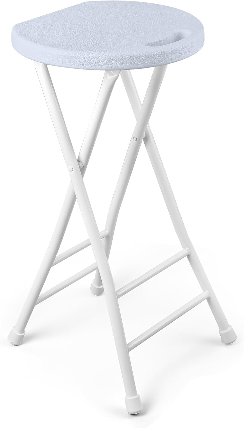 COOZMENT 24-Inch Folding Stool with Handle, Folding Bar Stool with Non-Slip F...