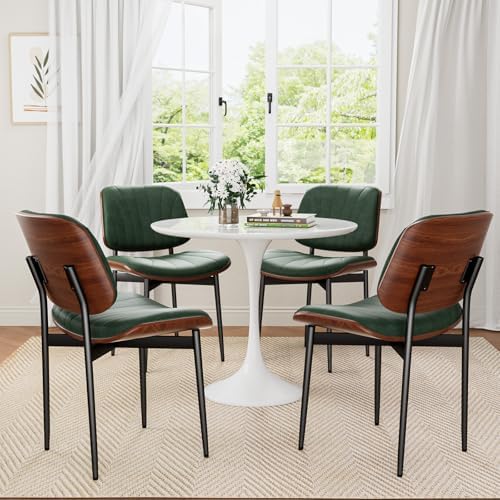 REONEY Dining Chairs Set of 4, Mid-Century Modern Kitchen Chairs, Green