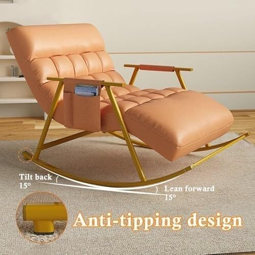 Lazy Sofa Rocking Chair Double Position Glider with Storage Pocket, Soft Cush...
